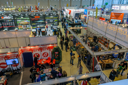 Moscow, Russia - February 25, 2017: Top view of the exhibition pavilion Hunting and fishing in Russiaのeditorial素材