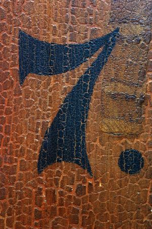 Grungy number 7 on an old church pew (more numbers are coming)