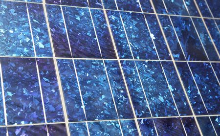 Blue polycrystalline solar panelの写真素材