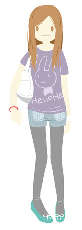 Cute girl in the city everyday pictureのイラスト素材