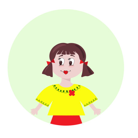 Cartoon girl, isolated on white backgroundのイラスト素材