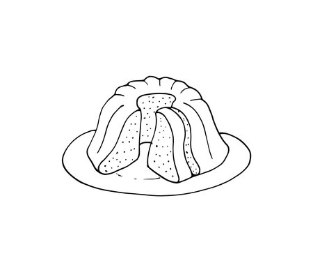 Hand-drawn pie, isolated vector illustration on white backgroundのイラスト素材
