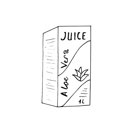 Sketch of hand-drawn aloe vera juice, isolated vector illustrationのイラスト素材
