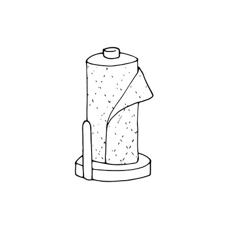 Hand-drawn kitchen paper towel holder, Isolated vector illustration on white backgroundのイラスト素材