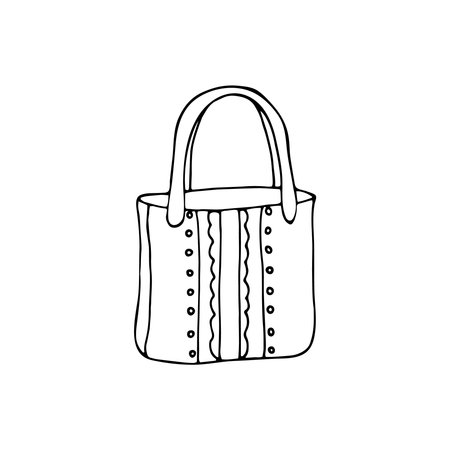 sketch of hand drawn women's summer bag, vector illustration isolated on white backgroundのイラスト素材