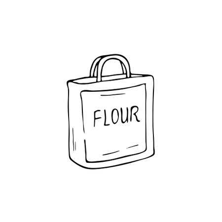 Sack with wheat flour isolated on white background. Vector illustrationのイラスト素材