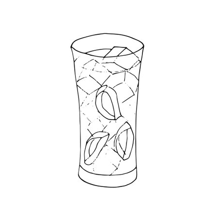 Hand drawn aloe vera juice in the glass. Isolated vector illustration on white backgroundのイラスト素材
