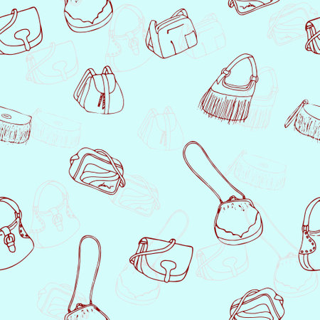 Woman Bags Seamless Pattern. Background with women's handbag fashion accessoriesのイラスト素材
