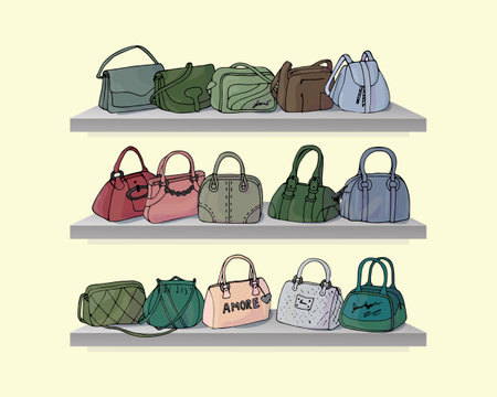 Fashion store. Boutique of bags.のイラスト素材