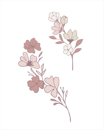 hand-drawn light purple isolated flowers for your designのイラスト素材