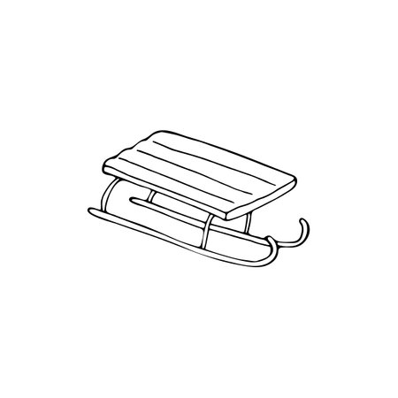 hand-drawn sled, Winter game illustration, isolated on white backgroundのイラスト素材