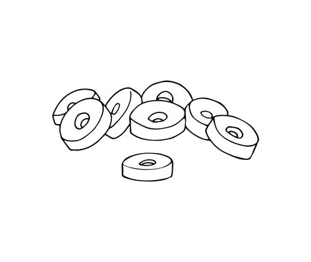 Sliced olives,hand-drawn isolated vector illustration on a white backgroundのイラスト素材