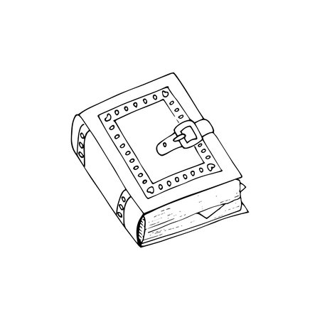 Hand-drawn book illustration. Isolated vector illustration of magic spell book.のイラスト素材