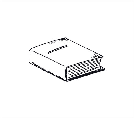 Hand-drawn book in doodle style. Isolated vector illustration on a white background.のイラスト素材