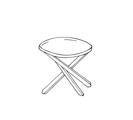 Hand-drawn Round table. Interior object vector. Round table doodle icon. Coffee table vector illustration isolated on a white background.のイラスト素材