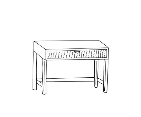 Hand-drawn furniture. Shabby chic style furniture. Isolated vector illustration on white.のイラスト素材