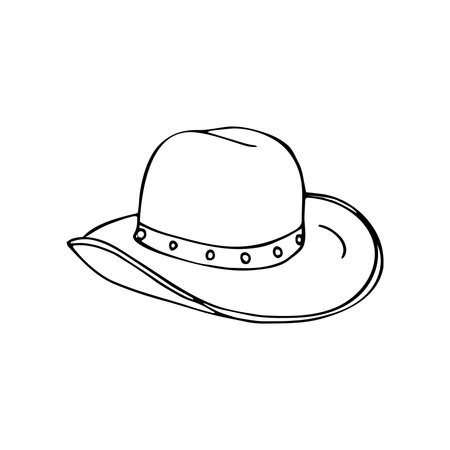 Hat for men. Cowboy western theme, wild west concept. Hand drawn vector illustration.のイラスト素材