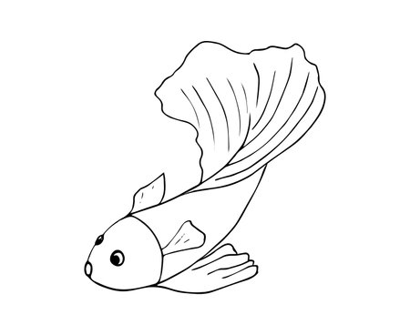 Golden fish. Marine animal illustrations. Underwater hand drawn isolated illustration on white backgroundのイラスト素材