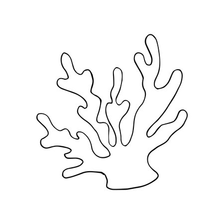 Hand drawn Coral. Sea theme, design element in doodle style. Simple illustration isolated on white.のイラスト素材