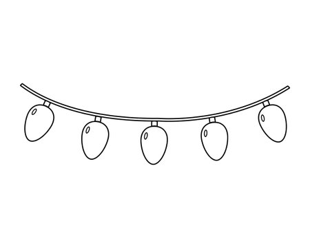 Simple and clean outline of a Christmas lights garland. Perfect for holiday coloring pages, kidsâ activities, craft projects, and festive graphic design elements.のイラスト素材