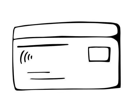 hand drawn credit card icon symbol of payment banking and online transaction minimal styleのイラスト素材