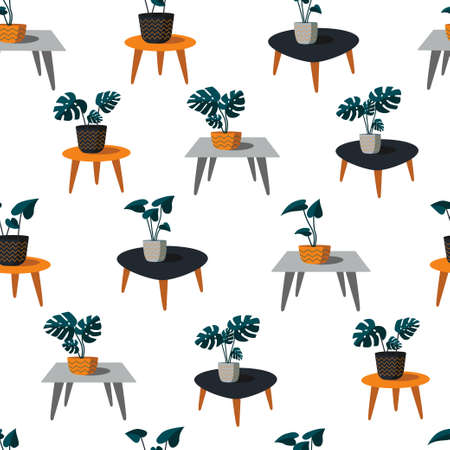 Vector Illustration of Potted Plant on the Tableのイラスト素材