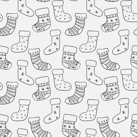 seamless vector pattern with christmas socksのイラスト素材