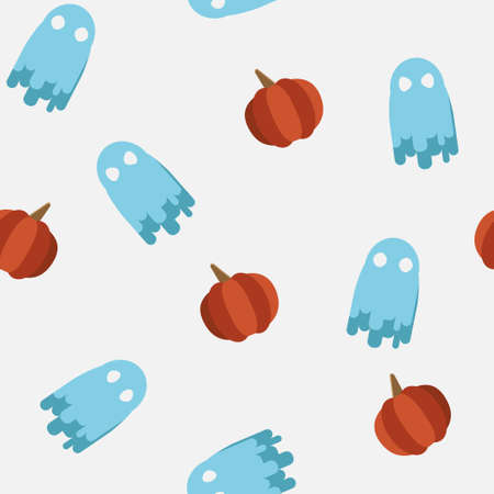 Seamless vector patern with ghosts and pumpkinのイラスト素材