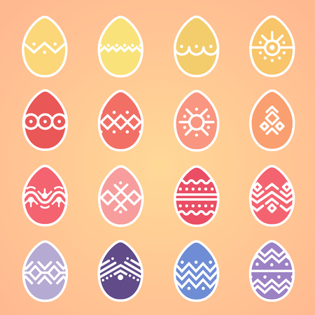 easter, egg, vector, background, white, isolated, design, decoration, set, pattern, happy, symbol, yellow, holiday, spring, celebration, traditional, collection, blue, red, art, icon, food, cute, colorful, shape, color, element, season, orange, card, pinkのイラスト素材