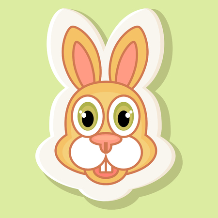 Volumetric sticker with a picture of a rabbit in cartoon style, isolated on a simple background, a picture of a rabbit with a contourのイラスト素材
