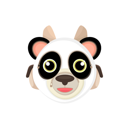 Back to school, things for study - an unusual stylized briefcase on the webbing for a cartoon animal. Cartoon panda, vector illustration.のイラスト素材