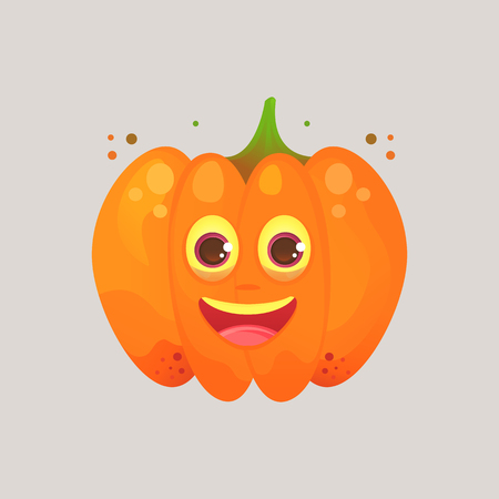 Character cartoon pumpkin. Emotional icon. Sincerely happy, smiling. Halloween. Stickers for messenger and other communications. Vector illustration in a cartoon style.のイラスト素材