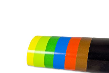 Isolated white background colorful paper, rainbow.の写真素材