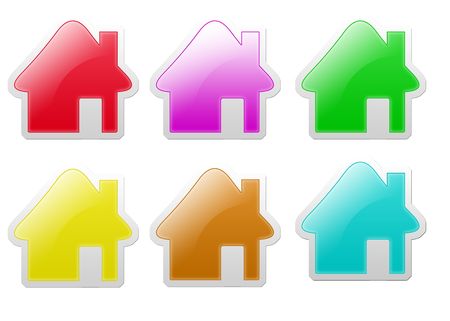Isolated white background home icon web 2.0 buttons glow glossy label.の写真素材