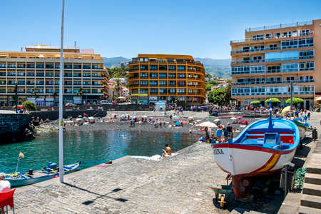 Beach in Puerto de la Cruz on a sunny day, Tenerife, Canary Islands. Spainの写真素材