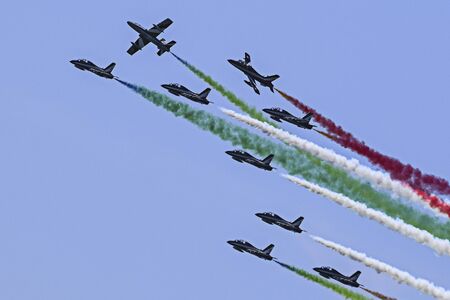 Italian Air Force of the tricolor arrows exhibitionの写真素材