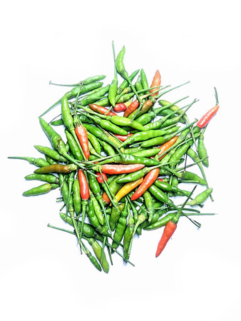 Spicy red and green Thai chili isolated