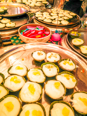 pudding with coconut topping Thai Dessertの写真素材