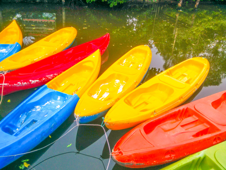 colorful canoe in the canal seascapeの写真素材