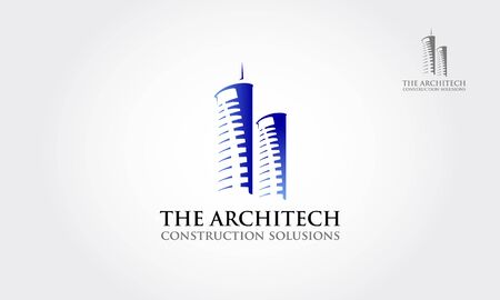 The Architect Construction Solutions Vector Creative Logo building construction, house logo for your company, skyscrapers logo, offices.のイラスト素材