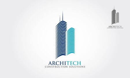Architech Construction Solutions Vector Logo Template.  Architect Construction Idea. Logo of a stylized and abstract buildings.のイラスト素材