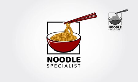 Noodle Specialist logo template, suitable for any business related to ramen, noodles, fast food restaurant, Korean food, Japanese food or any other business related.のイラスト素材