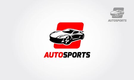 Auto Sports Vector Logo Template. Silhouette of modern racing car for automotive sporting competition emblem or logo design.のイラスト素材