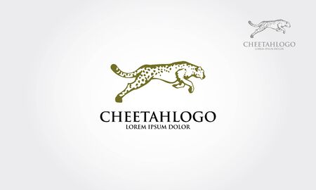Cheetah Vector Logo Illustration. Jumping cheetah logoのイラスト素材