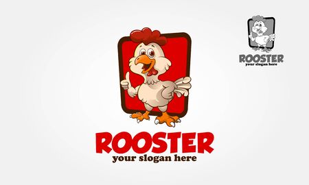Rooster Logo Cartoon Character. Funny Cartoon Rooster chicken giving a thumbs up. Vector logo illustrationのイラスト素材