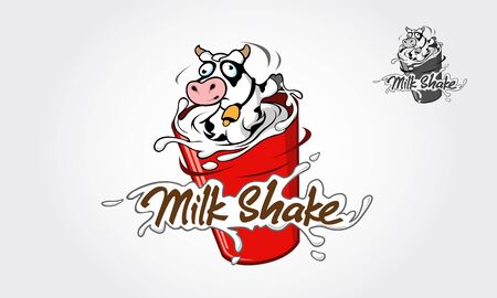 Milk Shake  Cartoon Character. Vector  illustration of milkshake.のイラスト素材