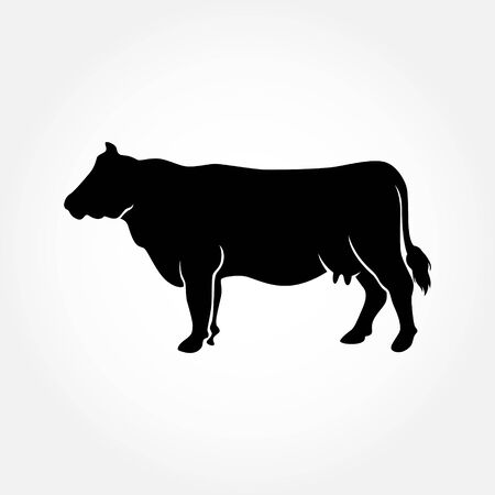 Cow of animal of a farm. A vector illustration silhouettes.のイラスト素材