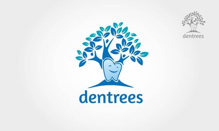 Dentrees Vector Logo Template. Illustration logo is incorporated between a teeth and tree.のイラスト素材
