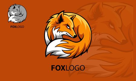 Fox Logo Cartoon Character. Professional fox logo template. Vector  Logo Illustration.のイラスト素材
