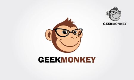 Geek monkey Logo Cartoon Character. Smart Animal logo illustration.のイラスト素材